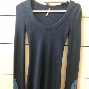 Free People Long Sleeve Shirt Embellished Sleeves